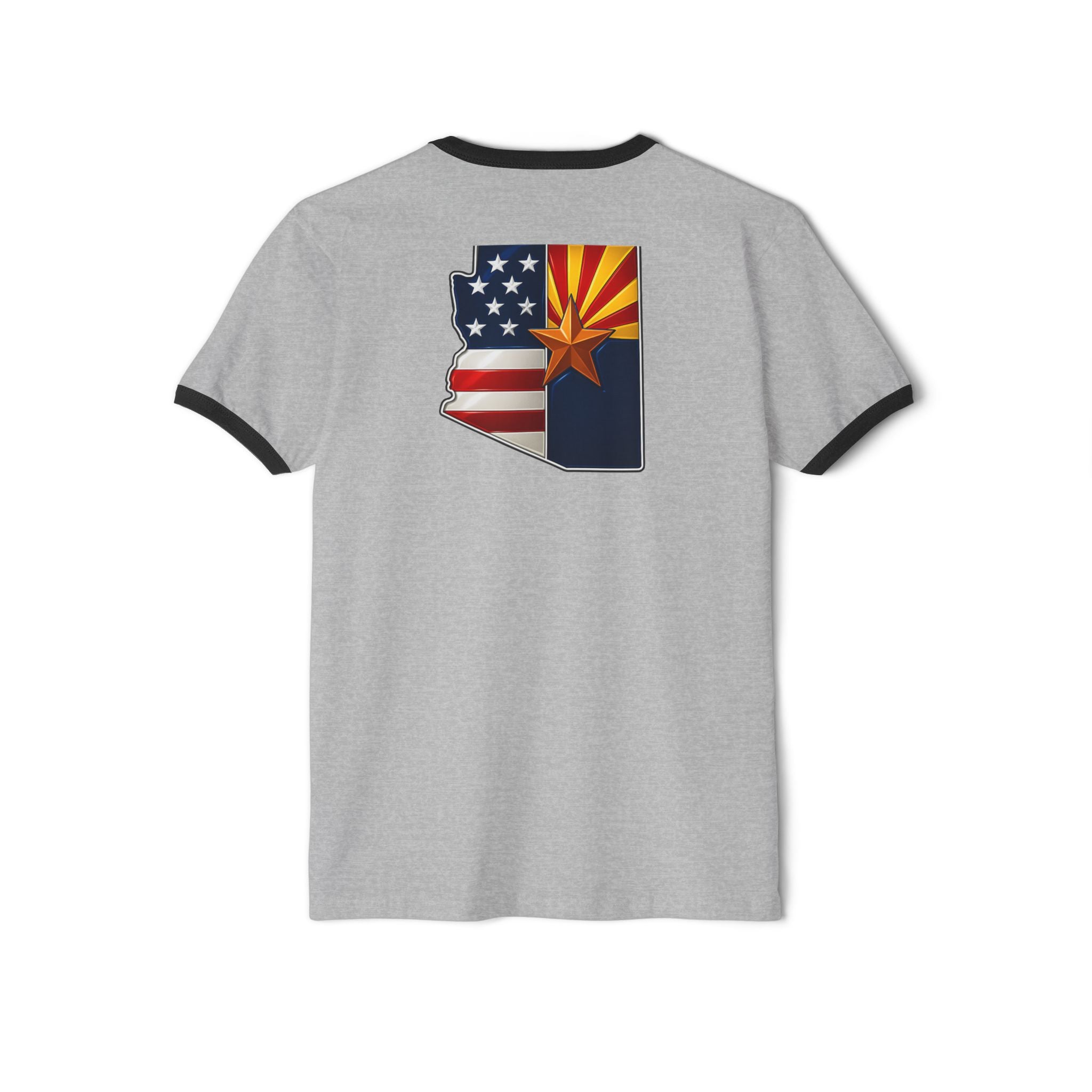 Arizona Flag Cotton Ringer T-Shirt, Vintage Ringer Tee, Unisex Soft Cotton Shirt, Casual Everyday Wear, AZ Pride Apparel