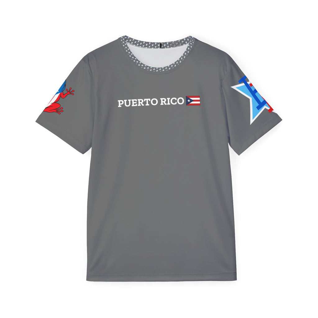 PR Puerto Rico Sports Jersey — Light Blue Athletic Tee with Star Logo