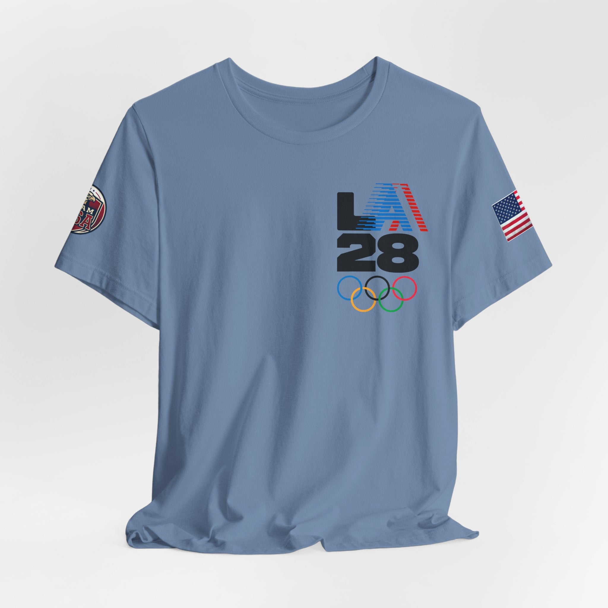 LA 28 Olympic USA T-Shirt — Vintage Olympic Rings Tee