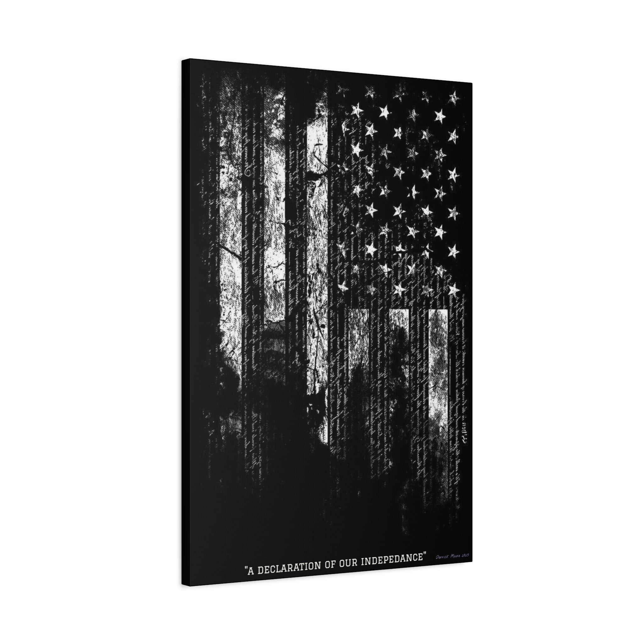 "A Declaration of Our Independence" Matte Canvas Print - Distressed American Flag