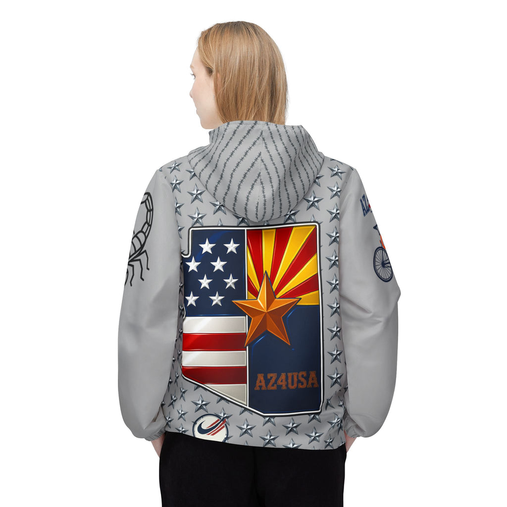AZ4USA Windbreaker Jacket - American Pride - Arizona Roots Hooded Windbreaker