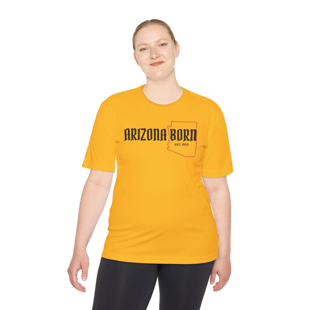 Arizona Born Tee — State Outline & Retro Flag Graphic Moisture-Wicking Shirt