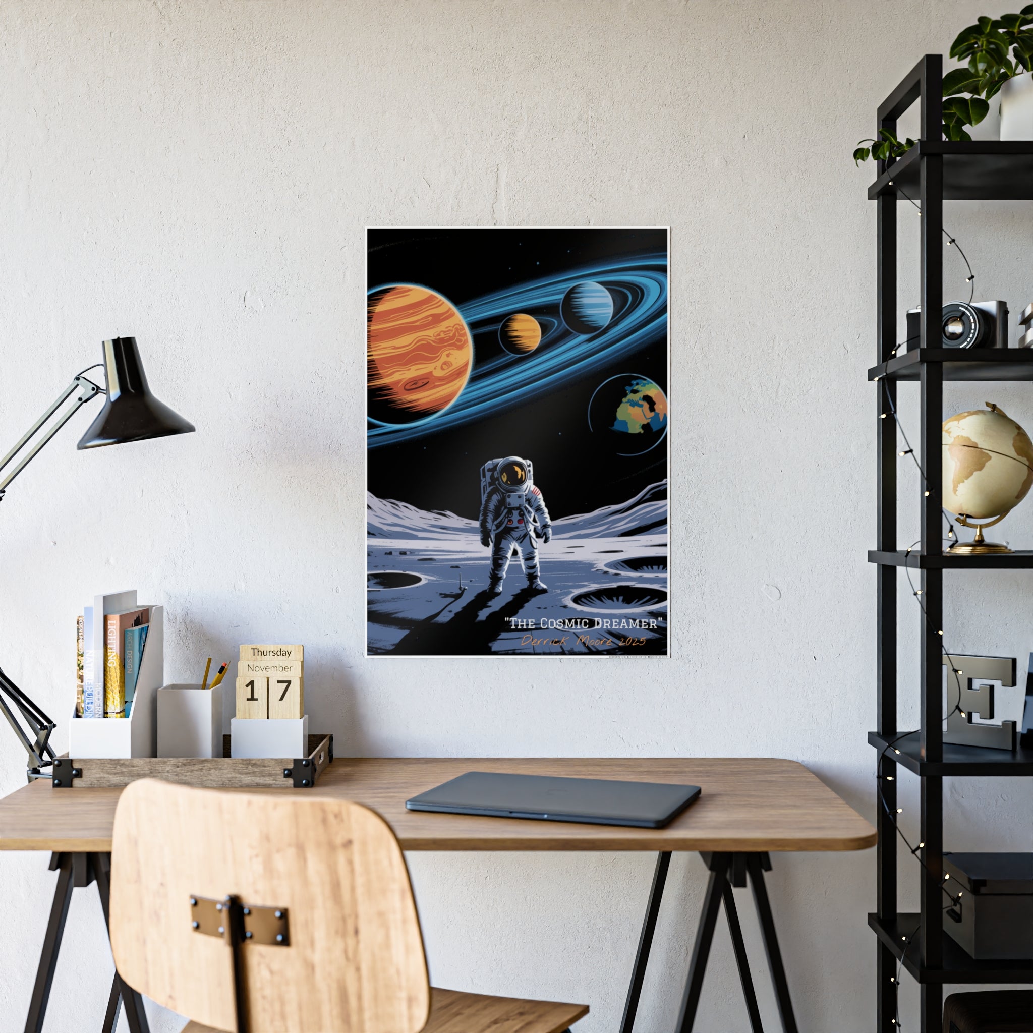 "The Cosmic Dreamer" 2025— Glossy Wall Art Print (Astronaut Space Poster)