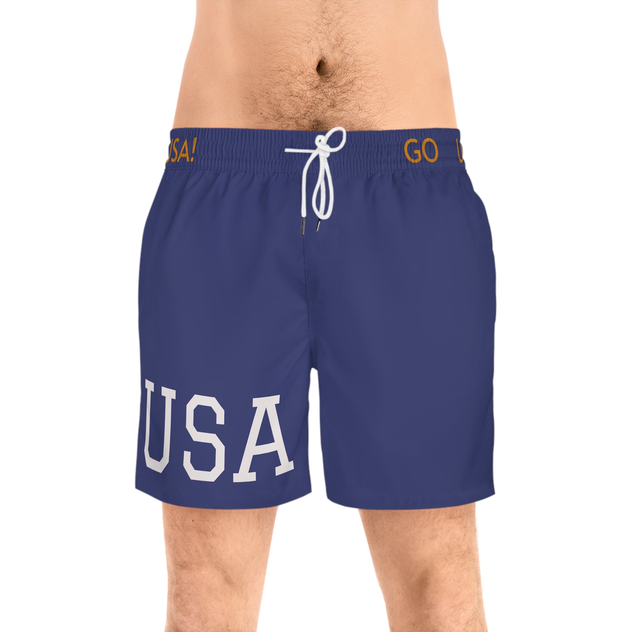 USA Olympic Swim Shorts — Men’s Mid-Length Patriotic Beach Trunks