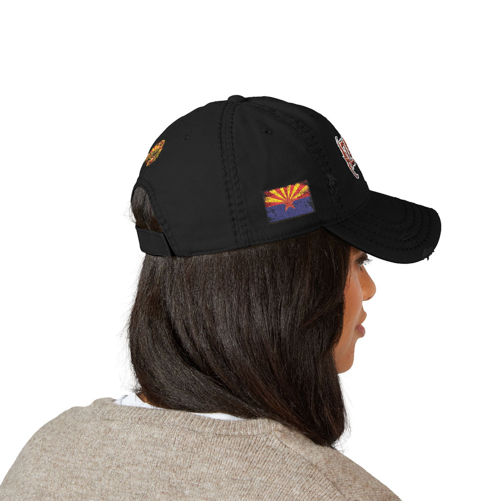 Distressed Embroidered Dad Hat — AZ4USA Scorpion Logo