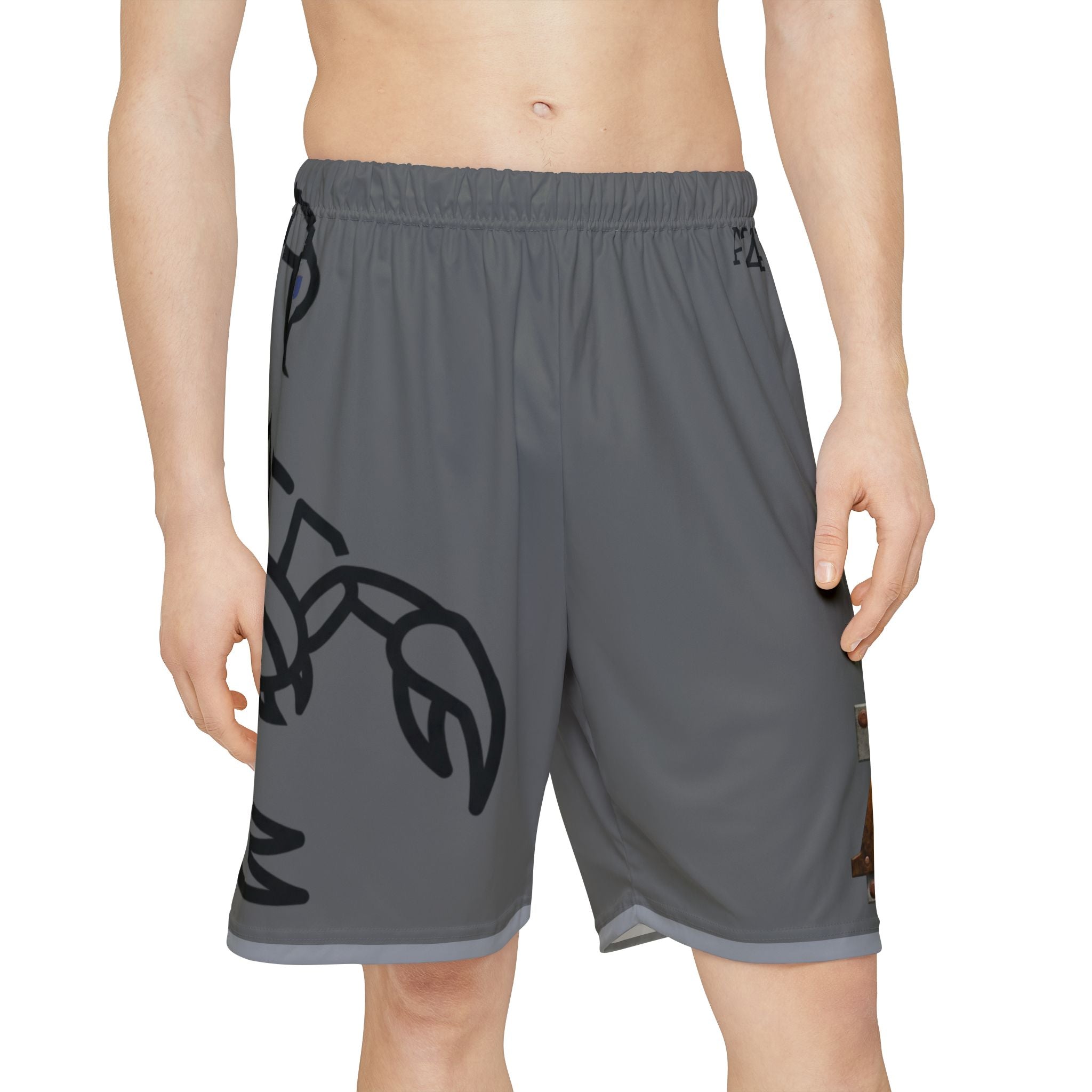 Scorpion Graphic Sports Shorts — Men's Athletic Gray AOP