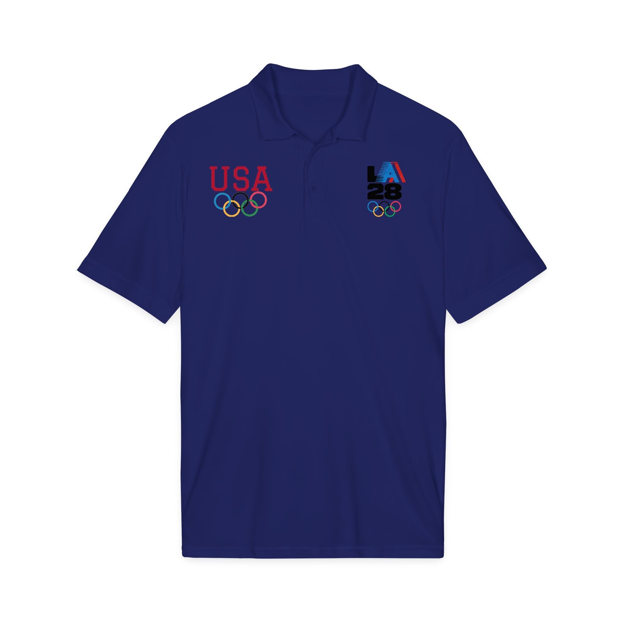 USA LA28 Olympics Polo Shirt – Team USA Olympic Rings Embroidered