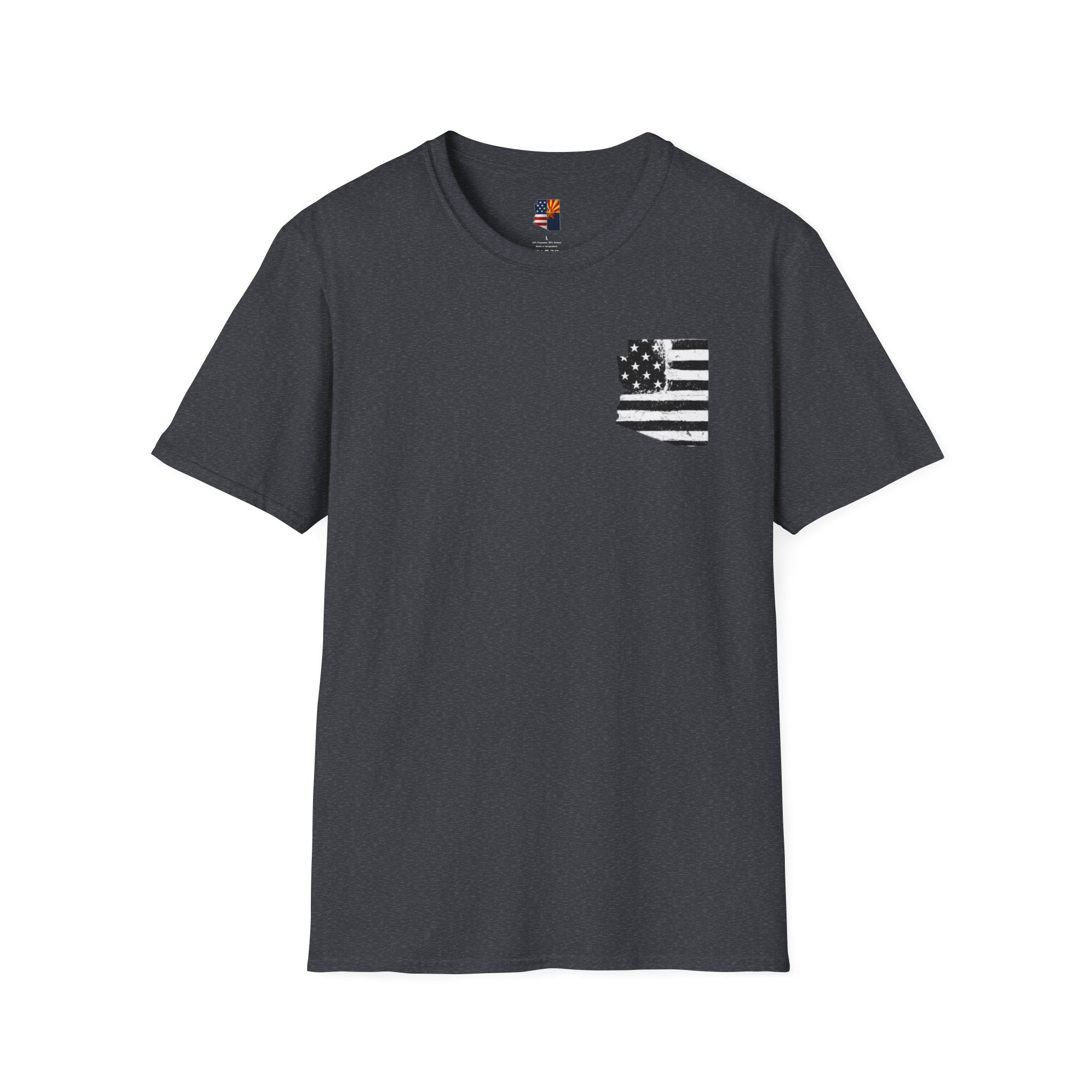 Arizona Flag Pocket Unisex Softstyle T-Shirt, Casual Wear, Summer Style, Gift for Travelers, Fourth of July Tee, Outdoor Adventure Shirt