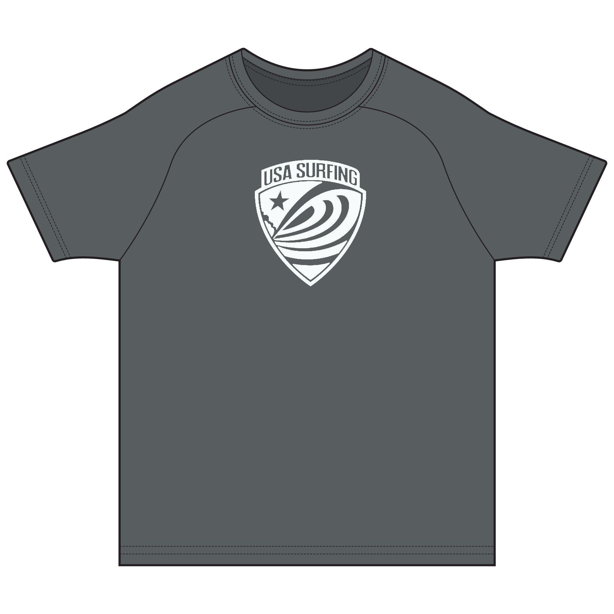 Surf Rashguard Tee – USA Surfing Wave Logo & Surfer Graphic