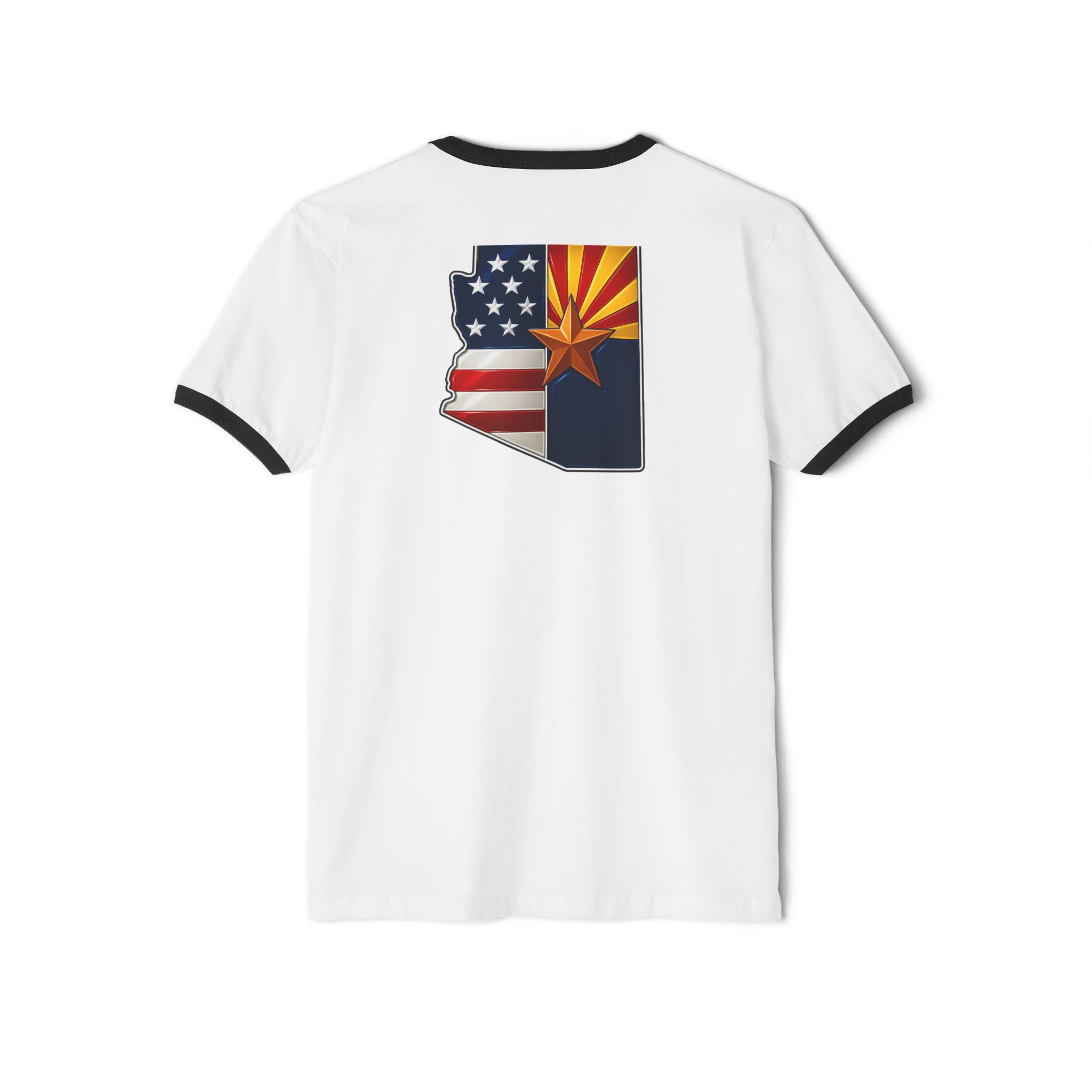 Arizona Flag Cotton Ringer T-Shirt, Vintage Ringer Tee, Unisex Soft Cotton Shirt, Casual Everyday Wear, AZ Pride Apparel