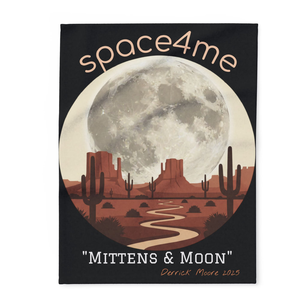 Desert Moon Fleece Blanket — "Mittens & Moon" Space4Me Throw