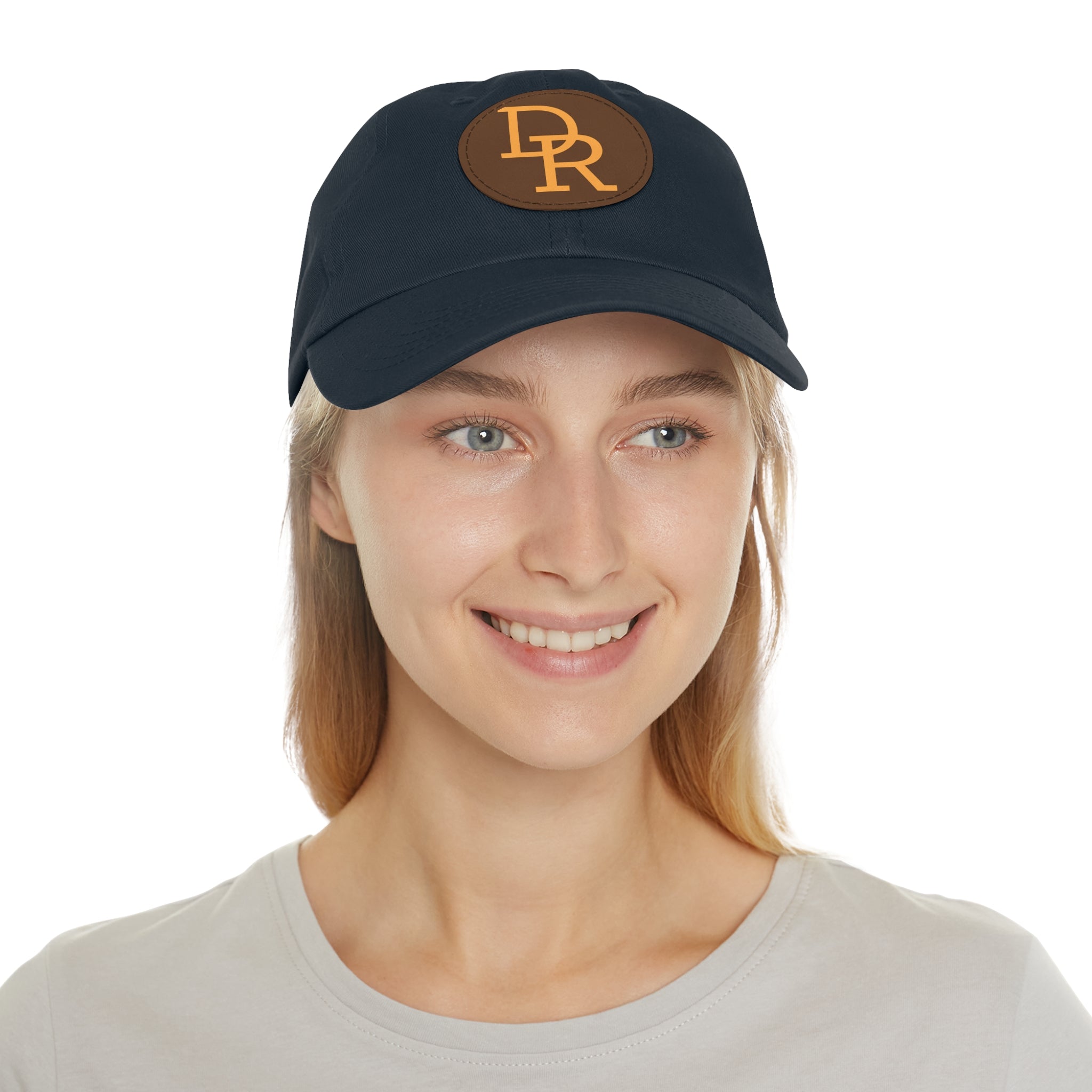 Dad Hat — Monogram Leather Patch Cap (DR Initials)