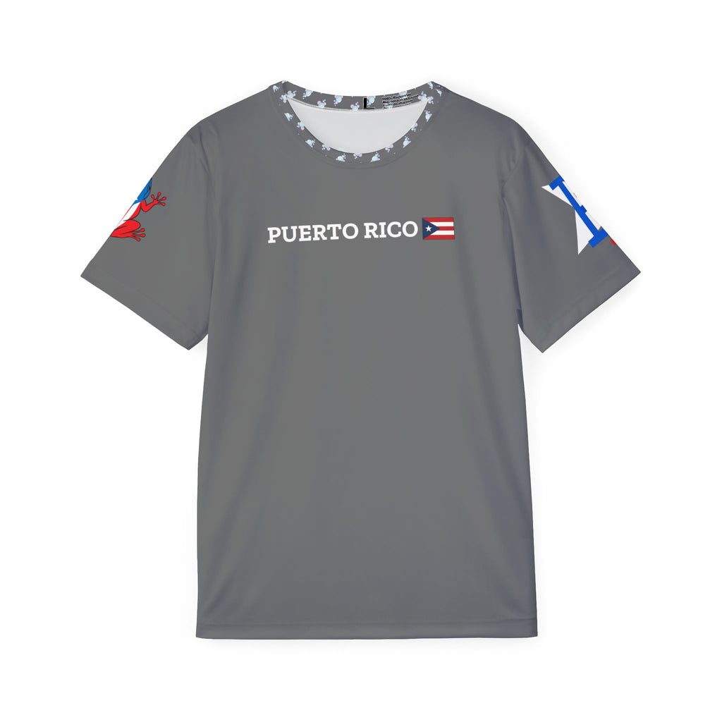 PR Puerto Rico Sports Jersey — Light Blue Athletic Tee with Star Logo