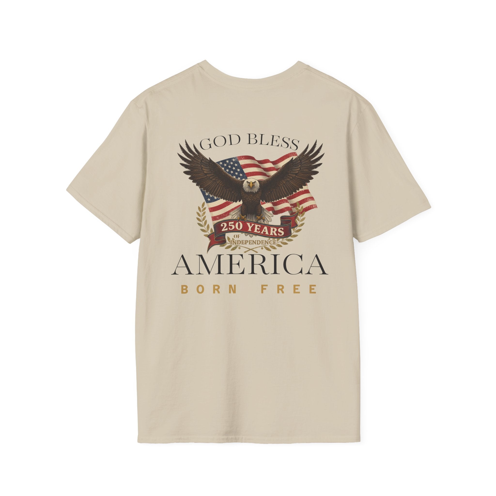 Patriotic Eagle 250 YEARS T-Shirt — "God Bless America" Born Free USA Tee