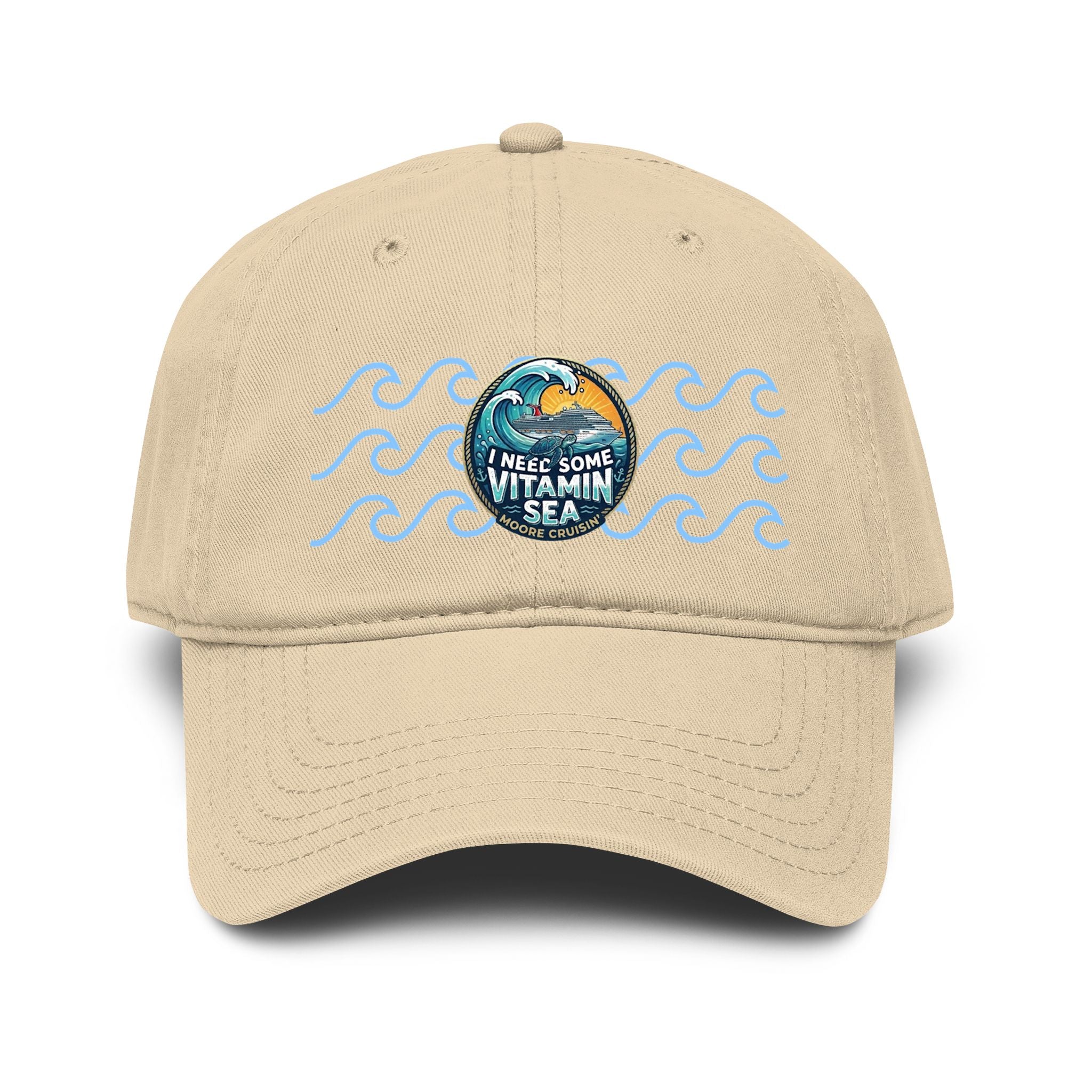Washed Baseball Cap — 'I Need Some Vitamin Sea' Embroidered Ocean Patch