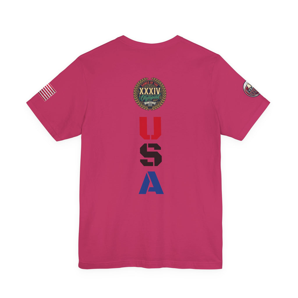 LA 28 Olympic USA T-Shirt — Vintage Olympic Rings Tee