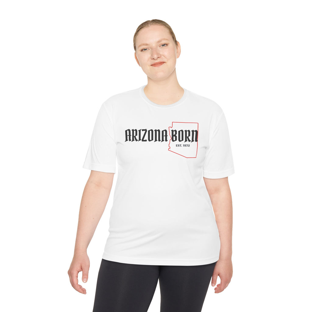 Arizona Born Tee — State Outline & Retro Flag Graphic Moisture-Wicking Shirt