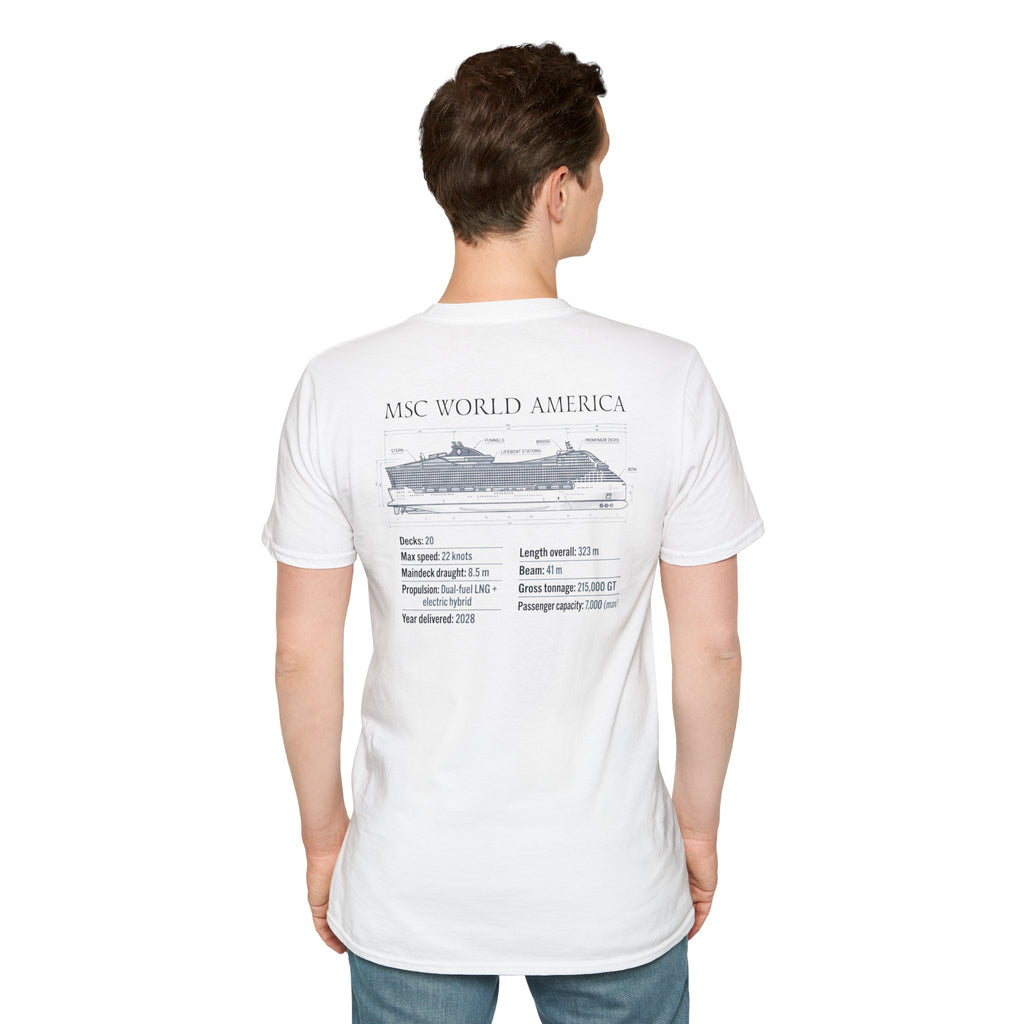 MSC World America Cruise T‑Shirt — Ship Specs & Silhouette Tee