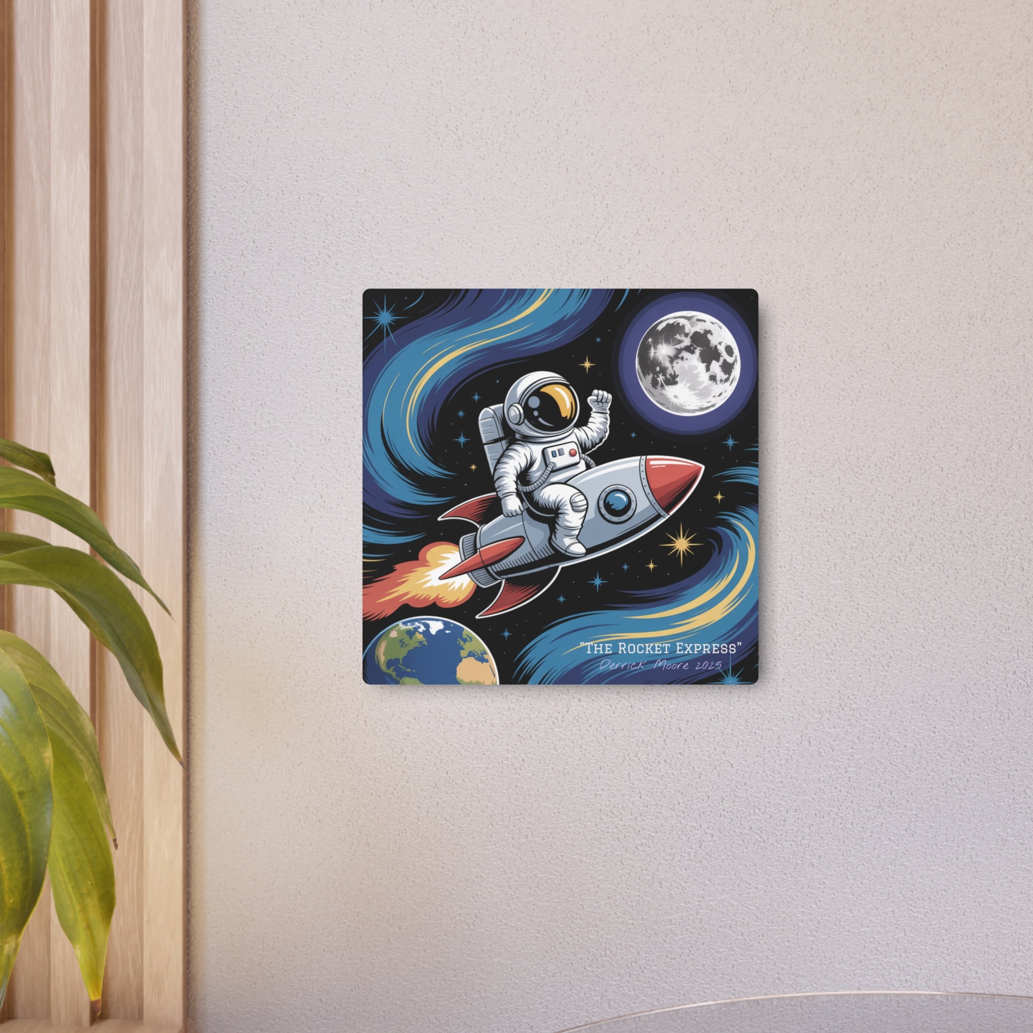 Astronaut Rocket Metal Art Sign — Retro Space Wall Decor ("The Rocket Express"2025)