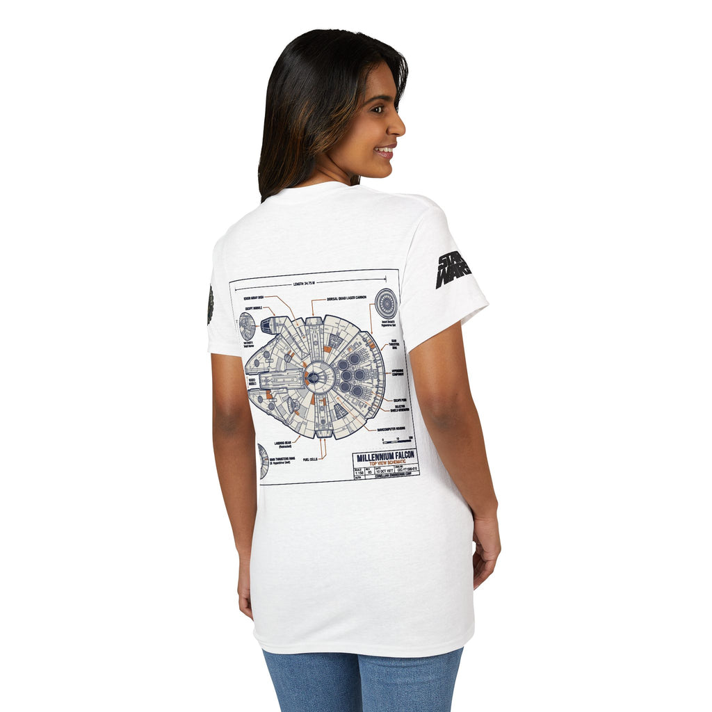 Millennium Falcon Blueprint T-Shirt — 'Crew' Starship Schematic Tee