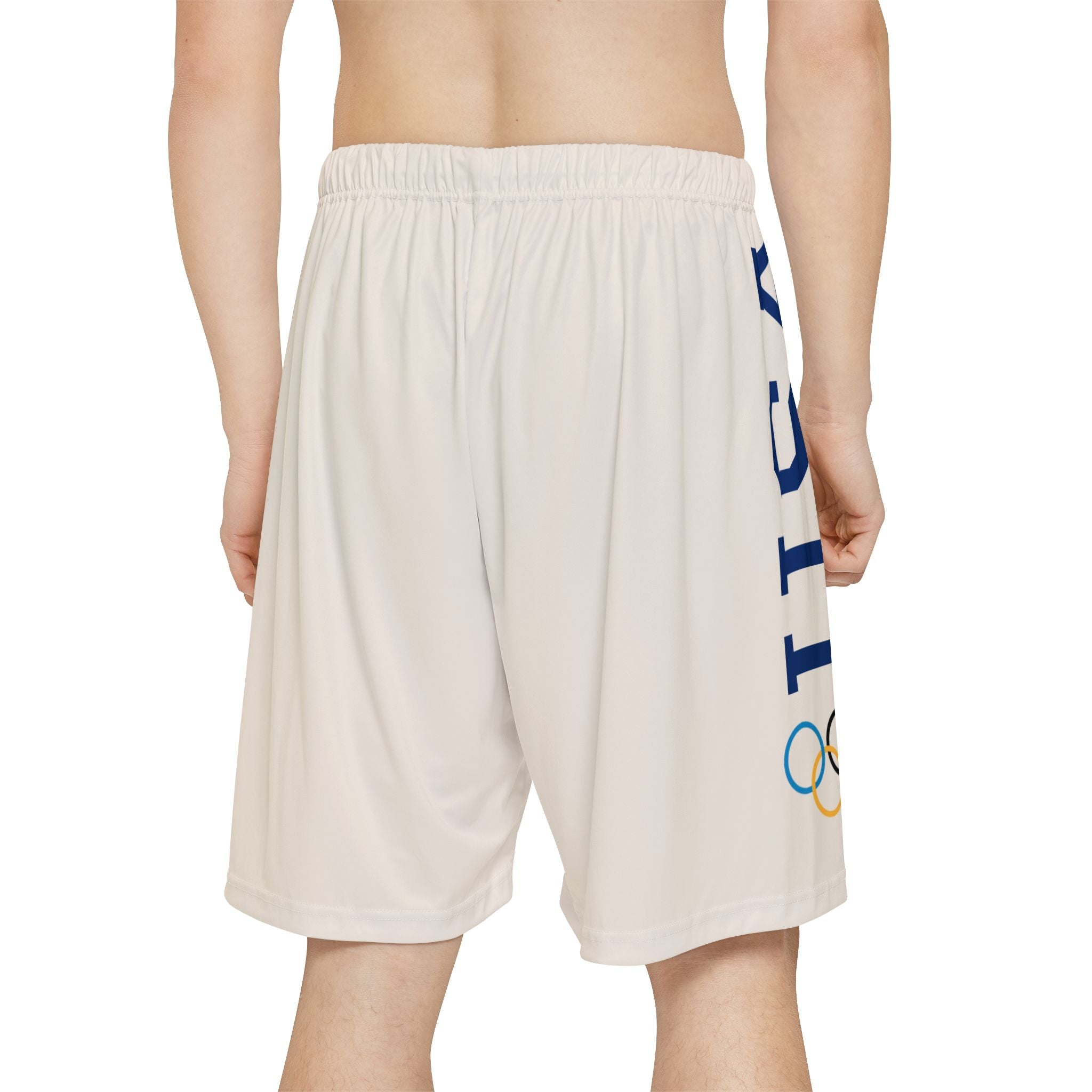 Olympic Vibes Men’s Athletic Shorts — Retro Rings & Tricolor Side Stripes