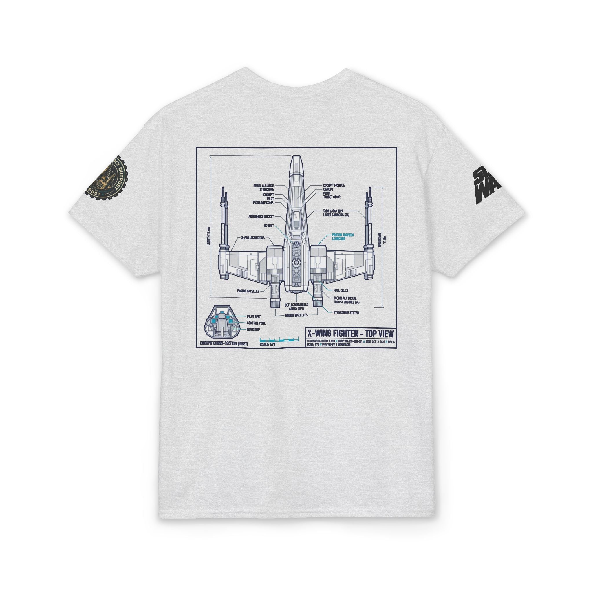 X - Wing Fighter Blueprint T-Shirt — 'Crew' Starship Schematic Tee