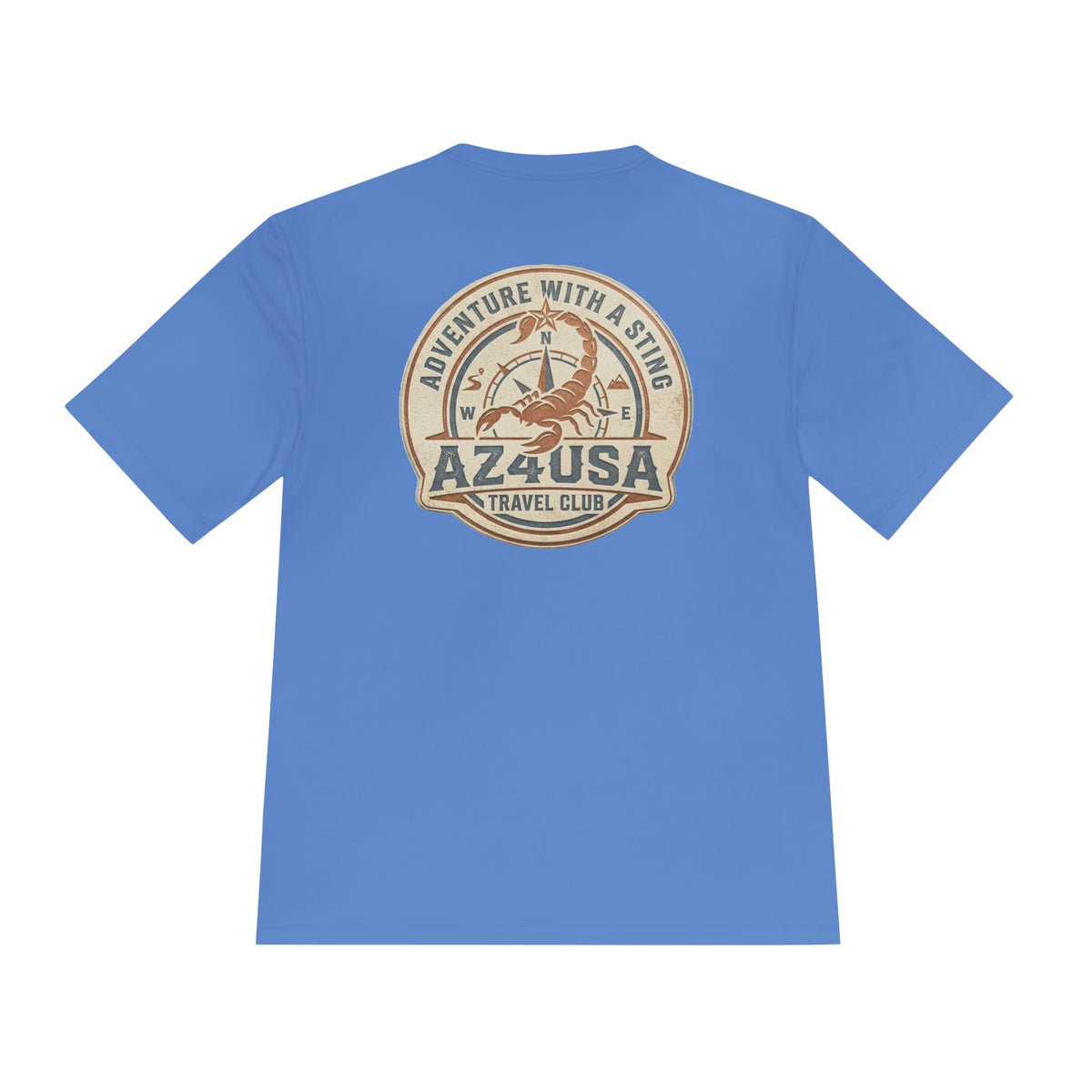 Adventure Travel Tee — “Adventure with a Sting!” Graphic Moisture-Wicking Shirt