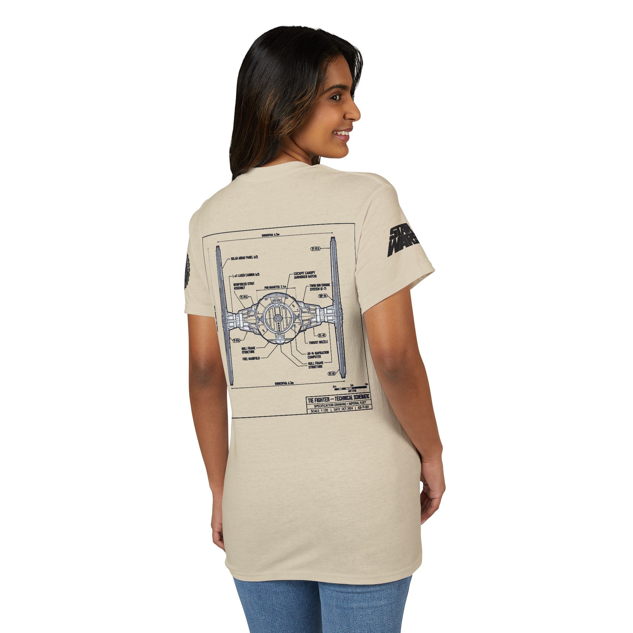 Tie Fighter Blueprint T-Shirt — 'Crew' Starship Schematic Tee
