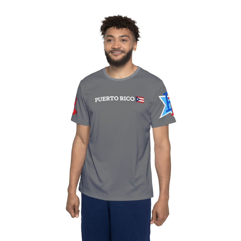 PR Puerto Rico Sports Jersey — Light Blue Athletic Tee with Star Logo