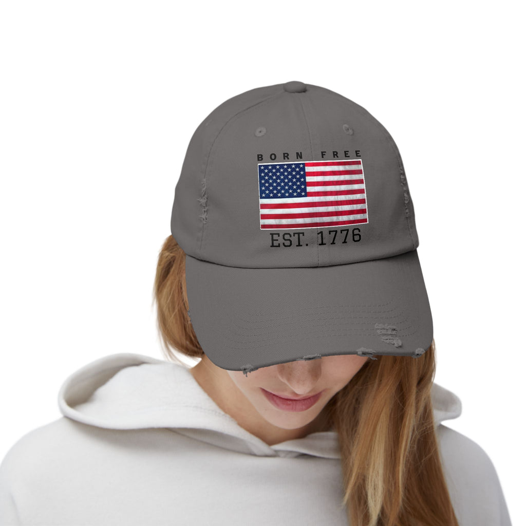 Born Free EST. 1776 Distressed Flag Cap