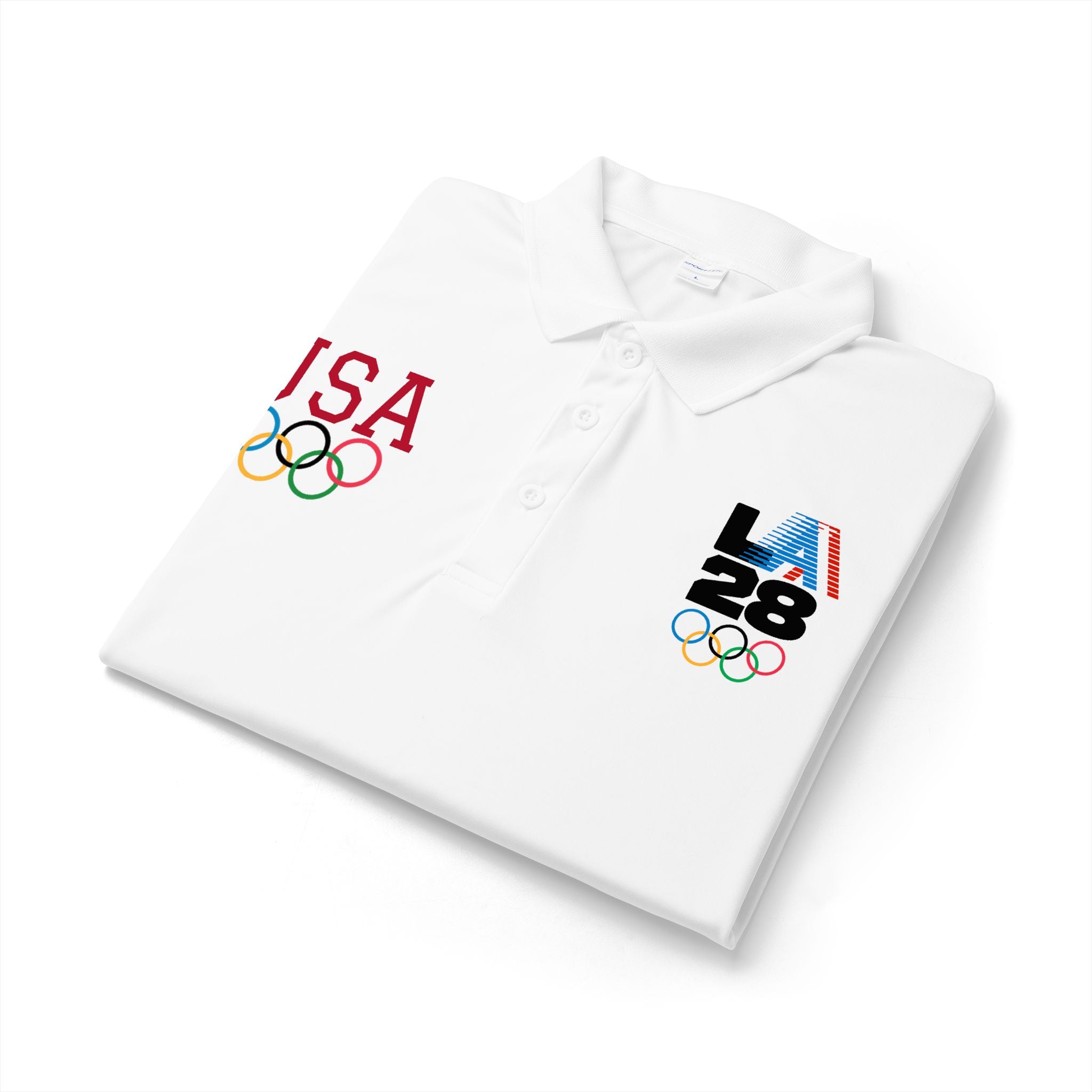 USA LA28 Olympics Polo Shirt – Team USA Olympic Rings Embroidered