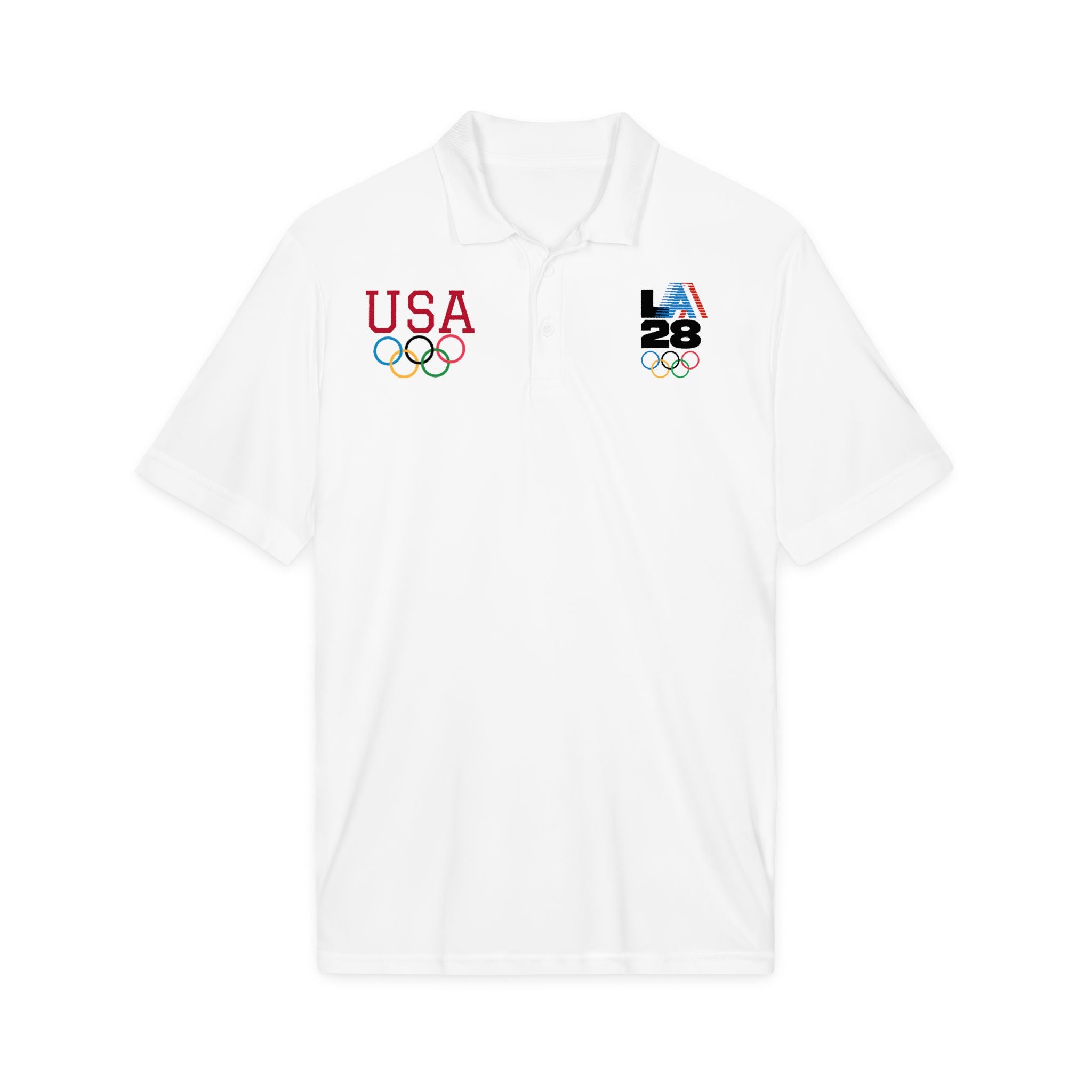 USA LA28 Olympics Polo Shirt – Team USA Olympic Rings Embroidered