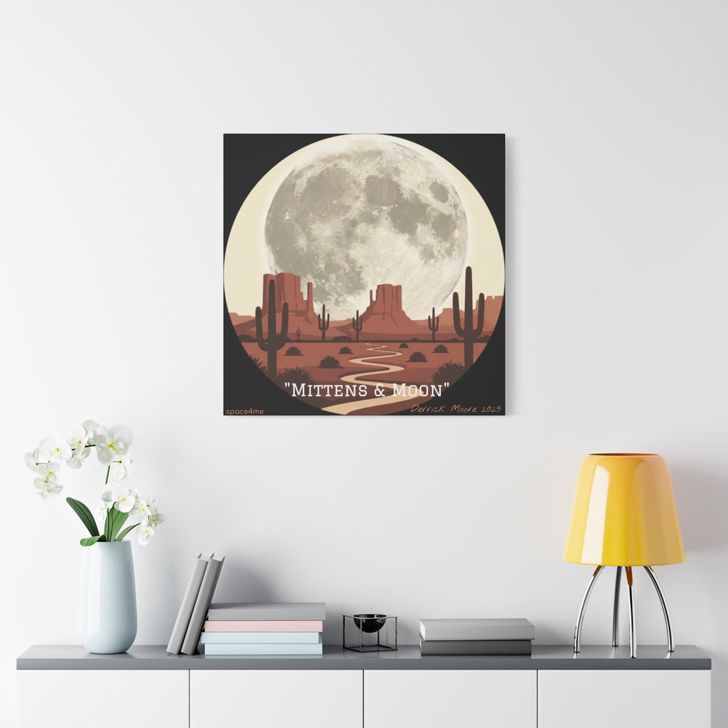 “Mittens & Moon” 2025 Southwestern Wall Decor-- Desert Moon Canvas Art