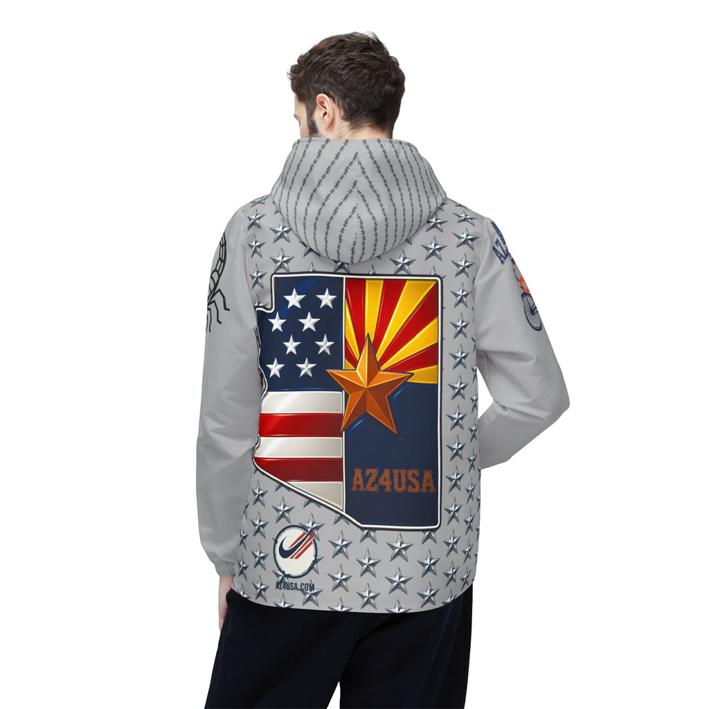 AZ4USA Windbreaker Jacket - American Pride - Arizona Roots Hooded Windbreaker