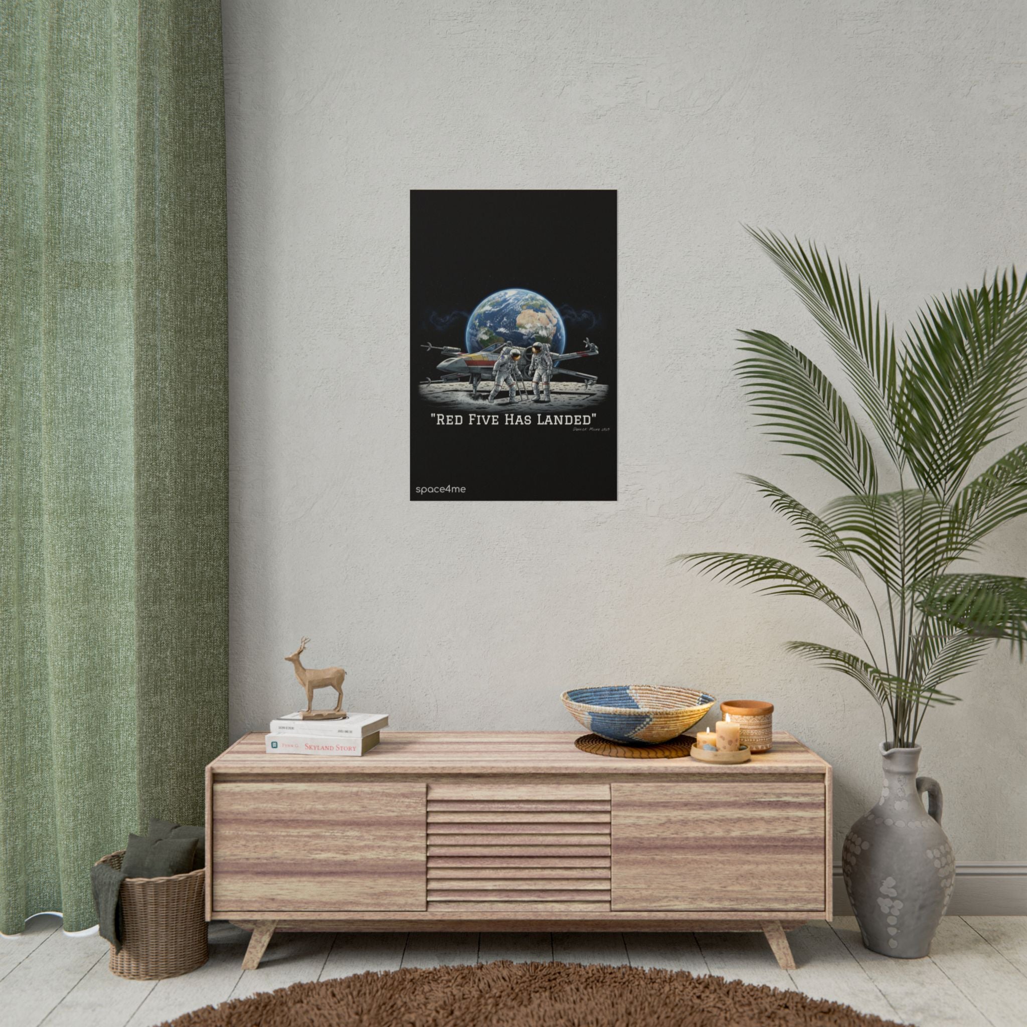 "Red Five Has Landed" Spacecraft Astronaut Art Print --Rolled Poster