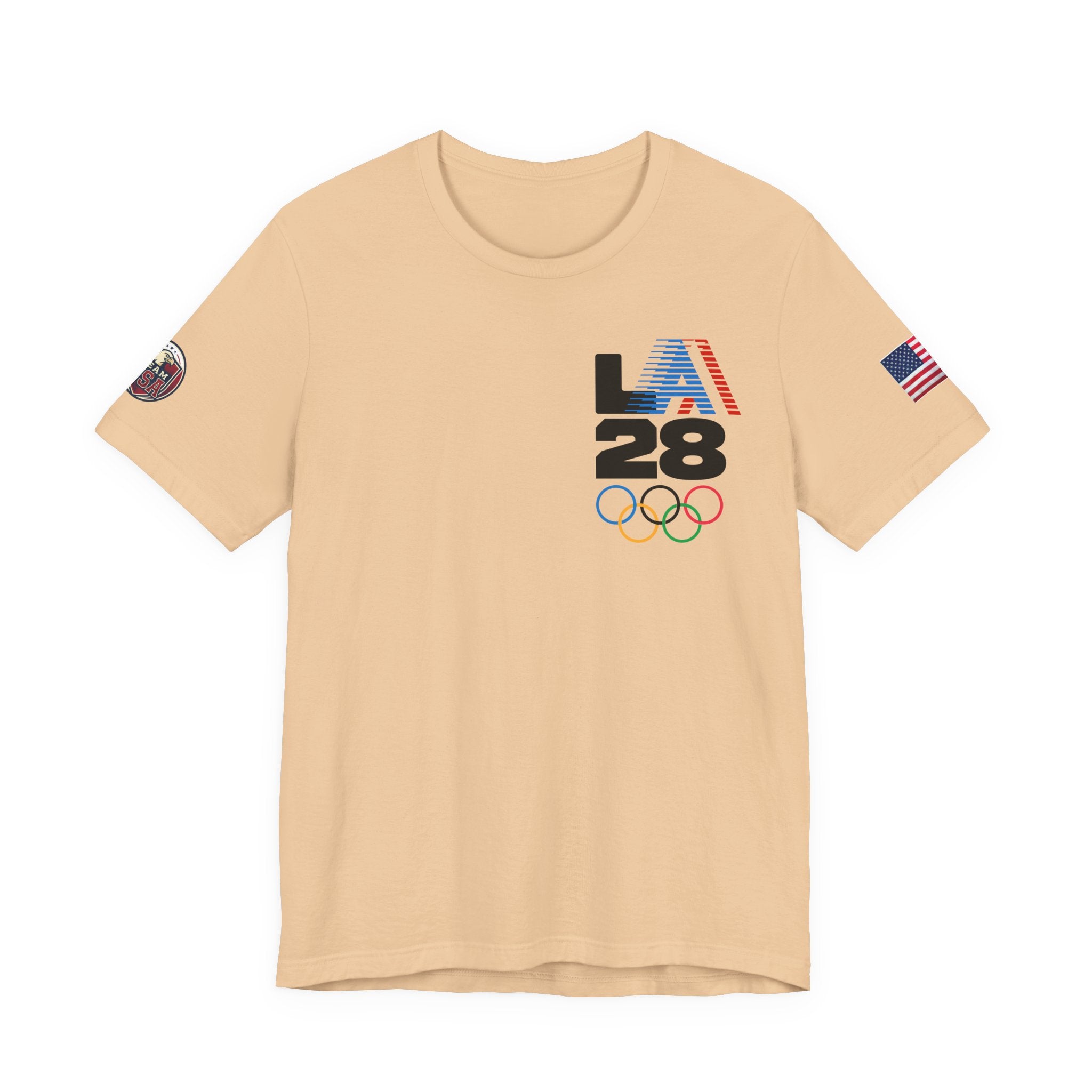 LA 28 Olympic USA T-Shirt — Vintage Olympic Rings Tee
