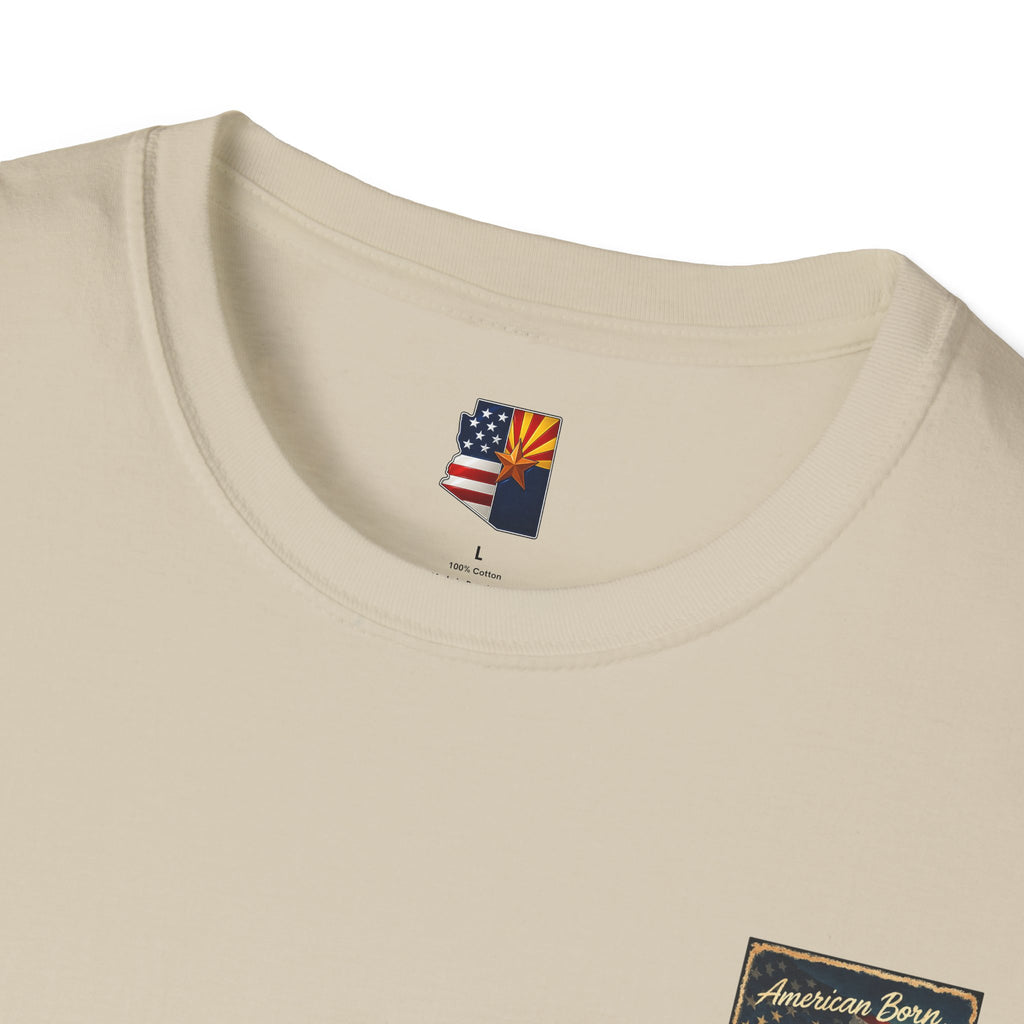 Arizona Flag Pocket Unisex Softstyle T-Shirt, Casual Wear, Summer Style, Gift for Travelers, Fourth of July Tee, Outdoor Adventure Shirt