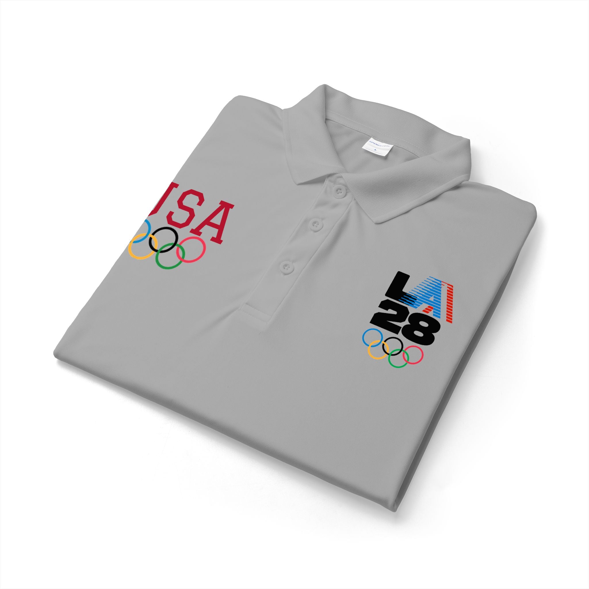 USA LA28 Olympics Polo Shirt – Team USA Olympic Rings Embroidered