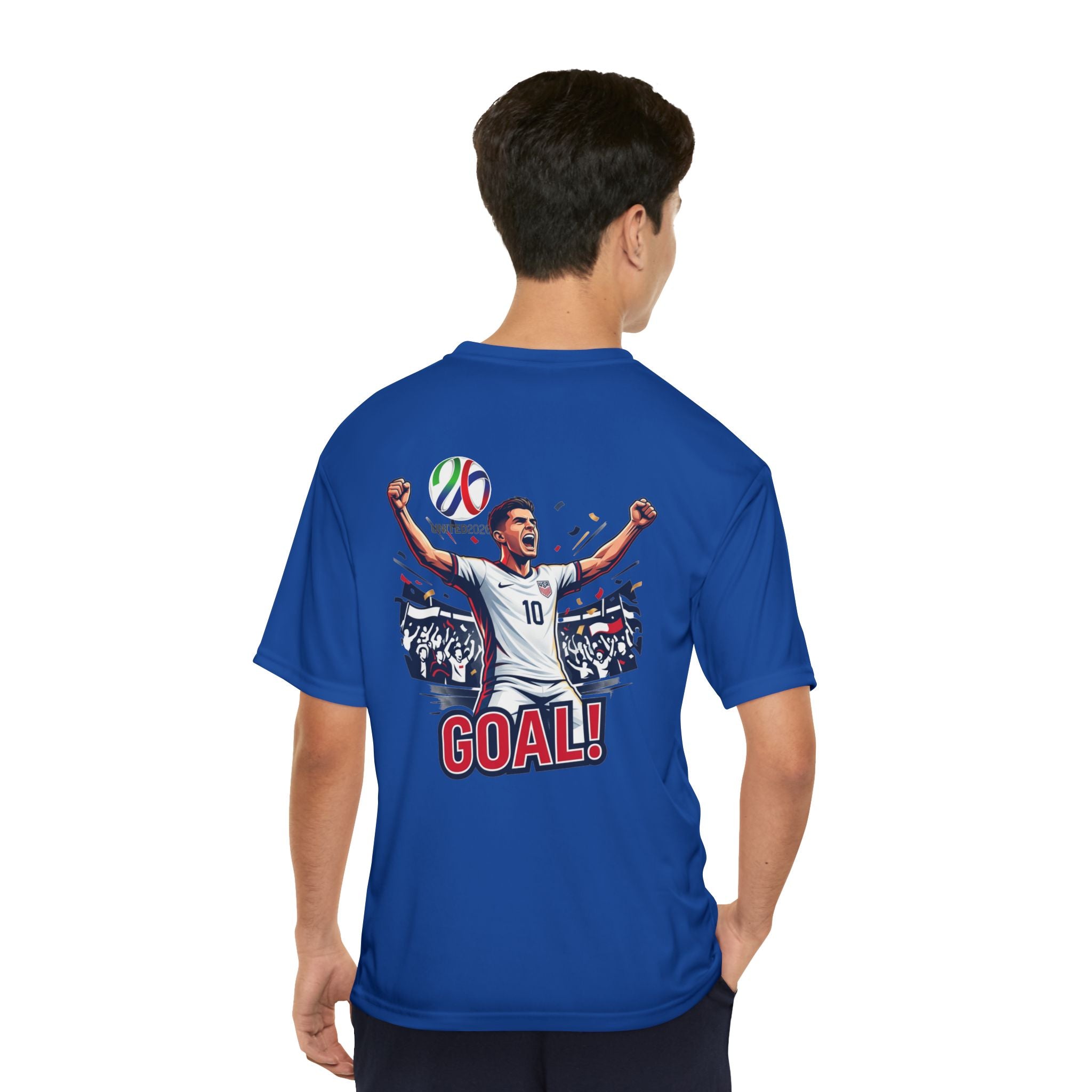 Soccer Goal! Performance Tee — World Cup Trophy Graphic