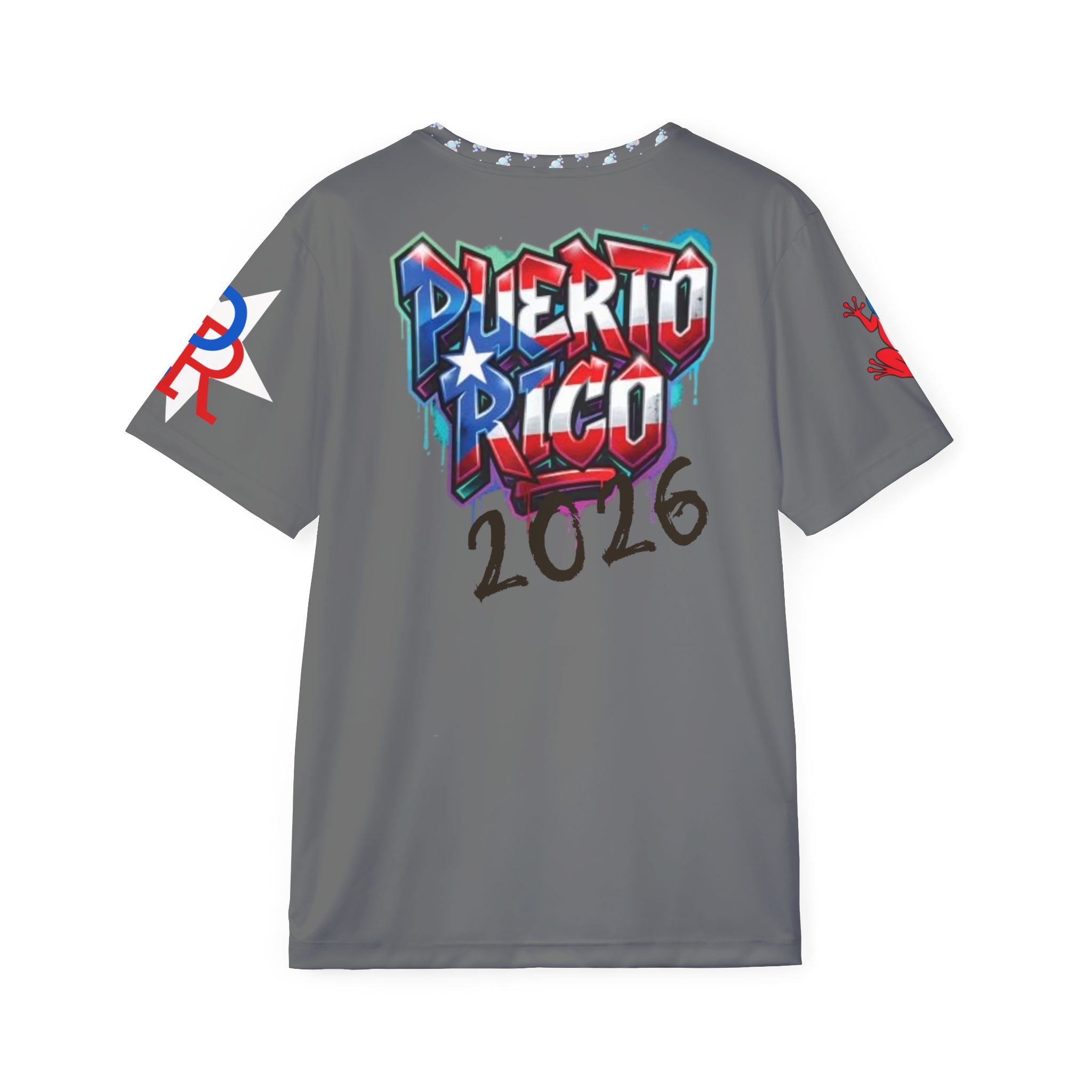 PR Puerto Rico Sports Jersey — Light Blue Athletic Tee with Star Logo