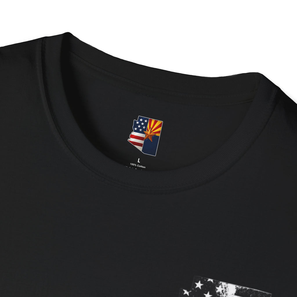 Arizona Flag Pocket Unisex Softstyle T-Shirt, Casual Wear, Summer Style, Gift for Travelers, Fourth of July Tee, Outdoor Adventure Shirt