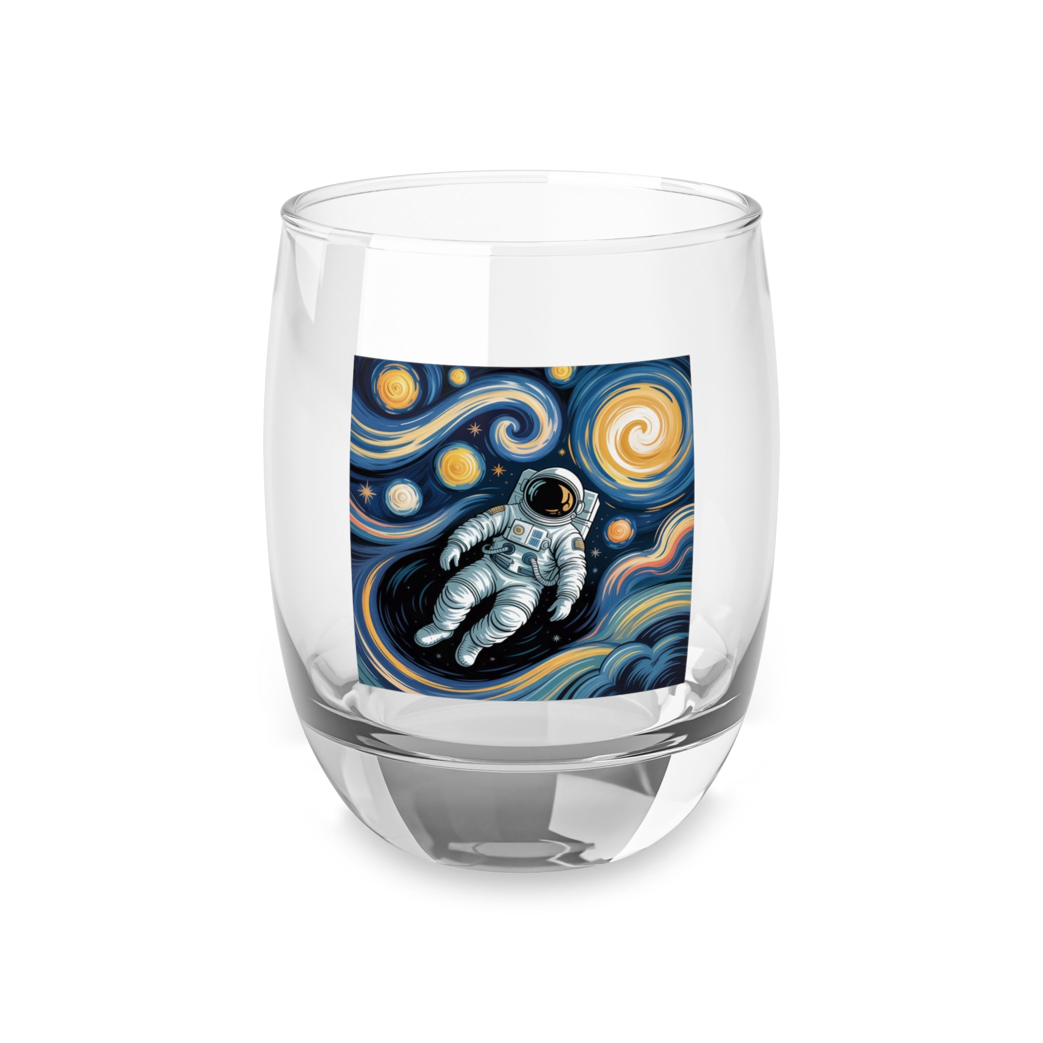 Astronaut Starry Night Whiskey Glass — Space Art Old Fashioned Glass
