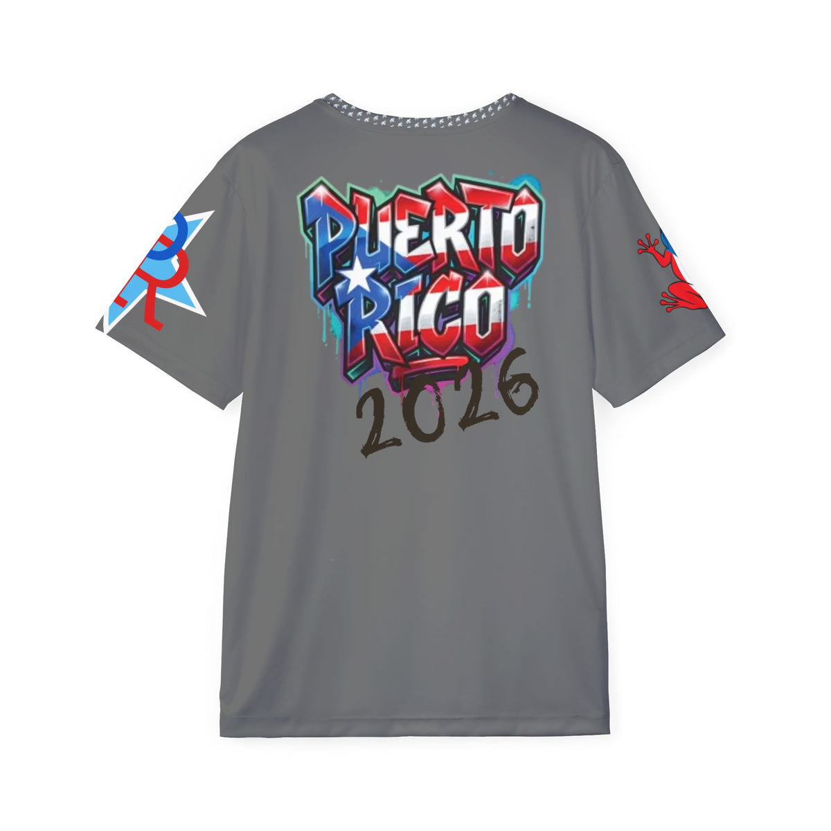 PR Puerto Rico Sports Jersey — Light Blue Athletic Tee with Star Logo