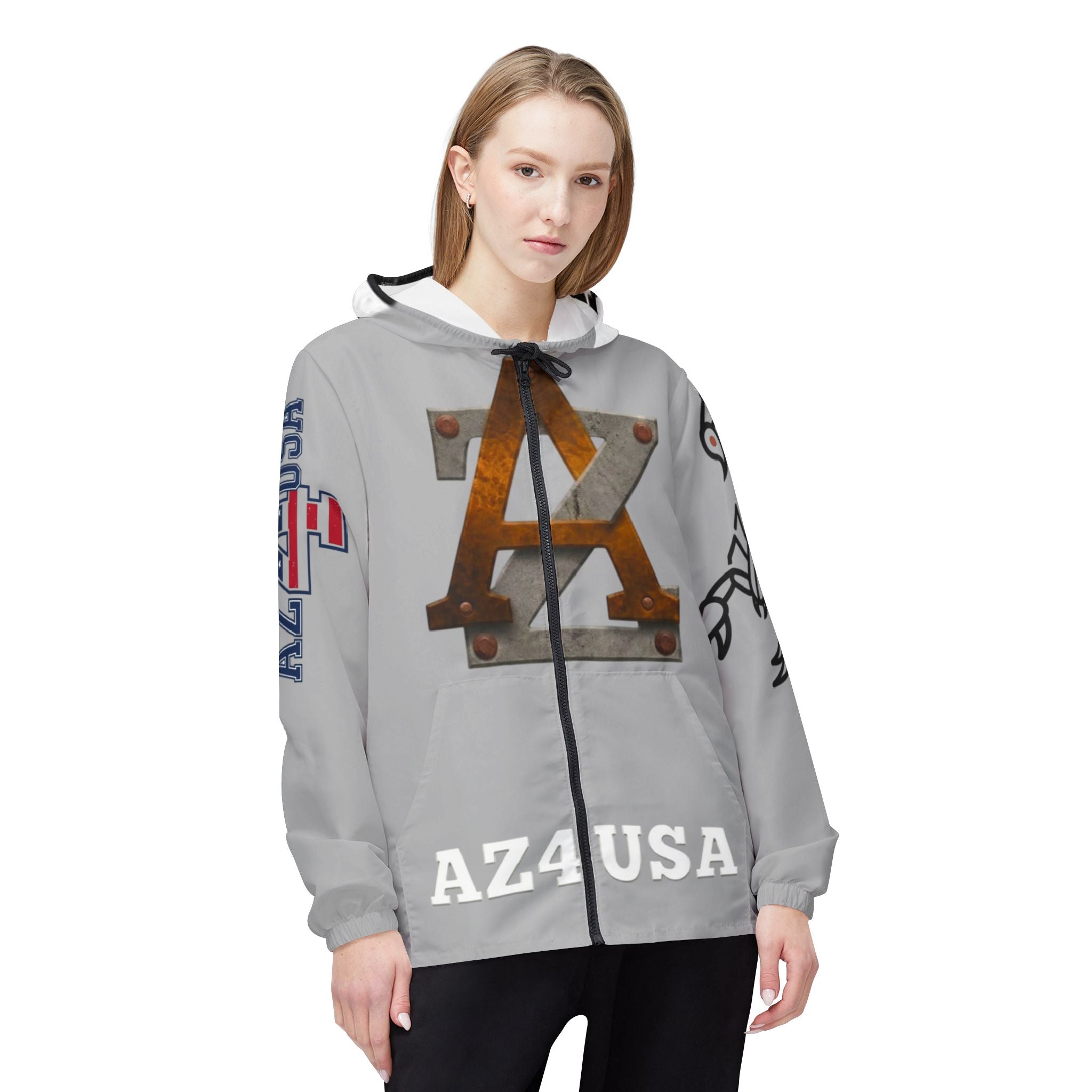 AZ4USA Windbreaker Jacket - American Pride - Arizona Roots Hooded Windbreaker