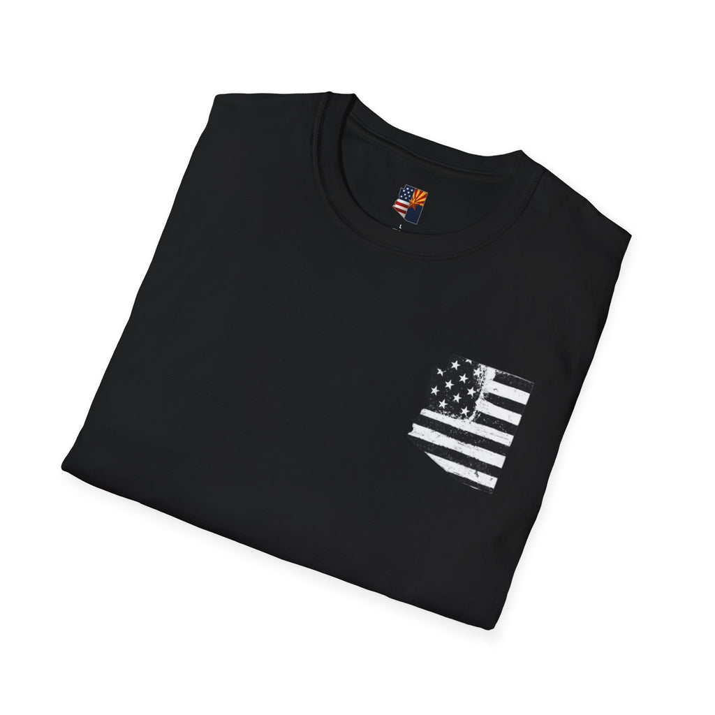 Arizona Flag Pocket Unisex Softstyle T-Shirt, Casual Wear, Summer Style, Gift for Travelers, Fourth of July Tee, Outdoor Adventure Shirt