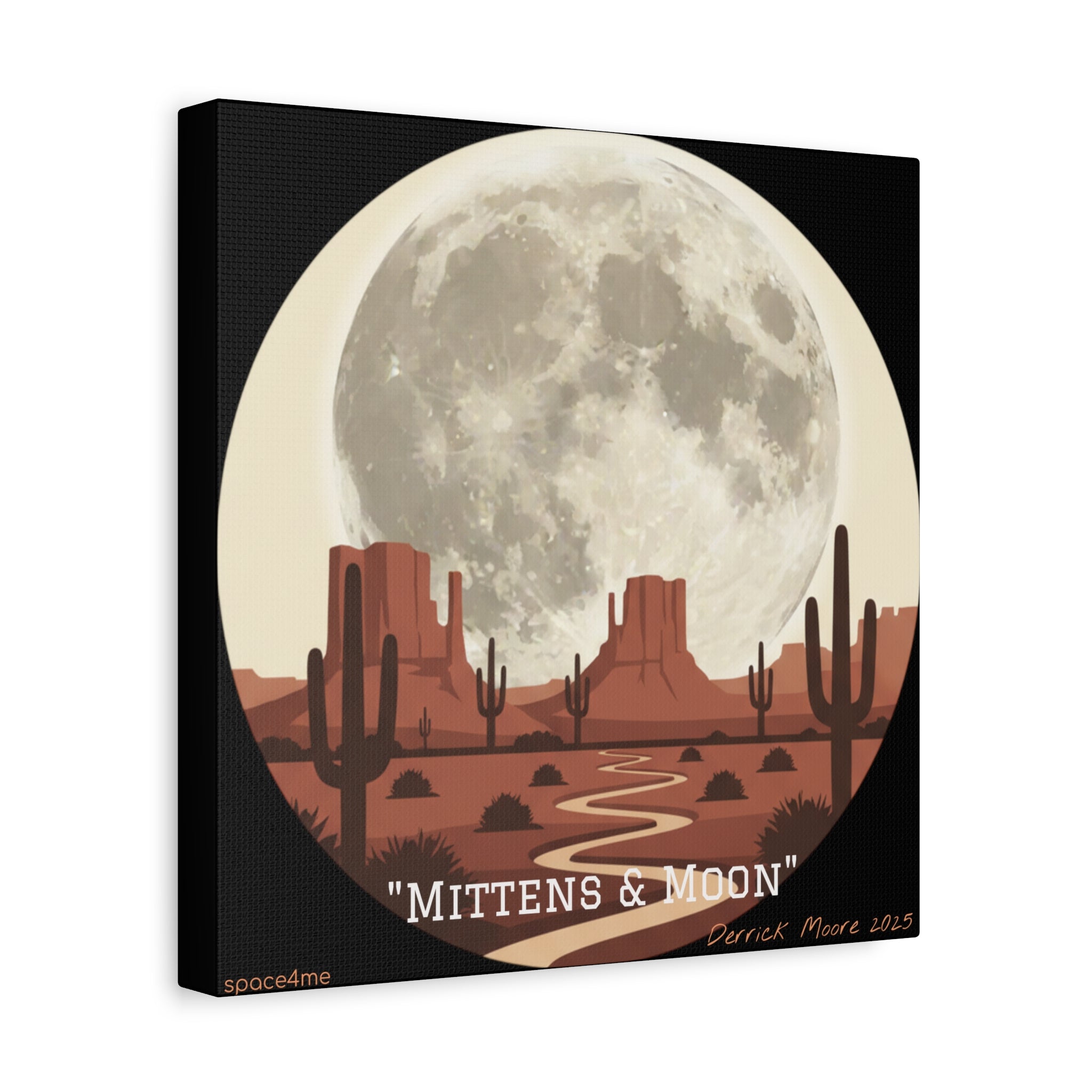 “Mittens & Moon” 2025 Southwestern Wall Decor-- Desert Moon Canvas Art