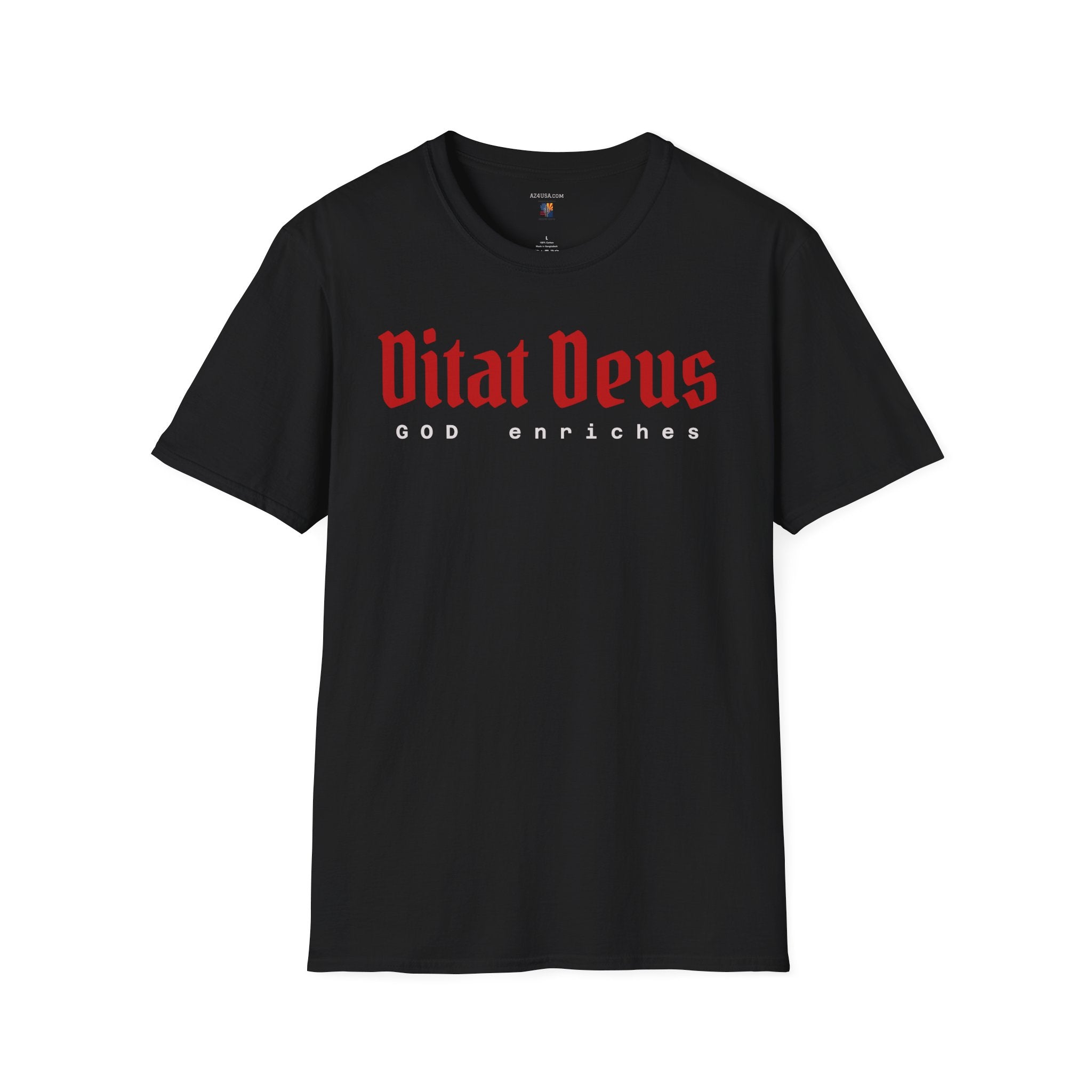 Ditat Deus 'God Enriches' Graphic T‑Shirt — Arizona Cross & Flag Design