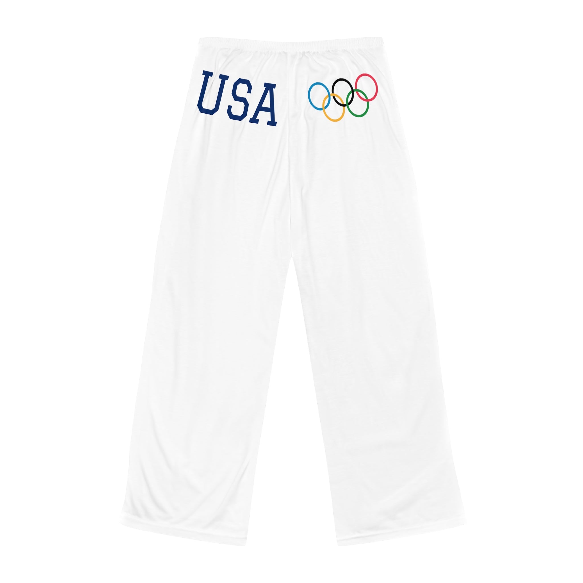 USA Olympic Pajama Pants – Women's White Lounge Sleepwear with Olympic Rings