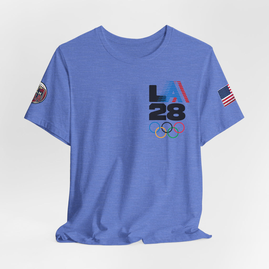 LA 28 Olympic USA T-Shirt — Vintage Olympic Rings Tee