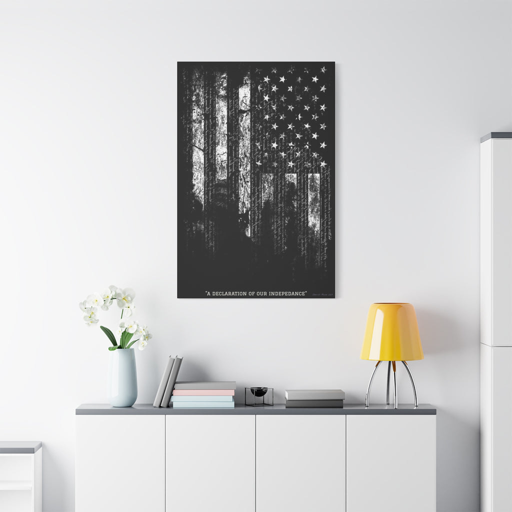 "A Declaration of Our Independence" Matte Canvas Print - Distressed American Flag